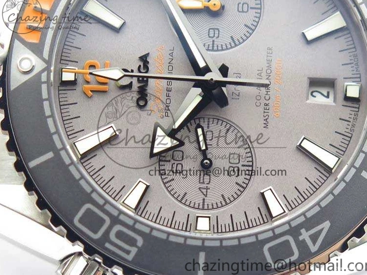 0227 Planet Ocean Master Chrono SS OM 1:1 Best Edition Gray Dial On SS Bracelet A9900 V Efficient 8116